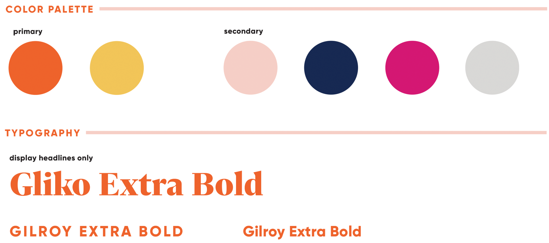 Gateway to Hope's brand refresh - color palette and typography sample.