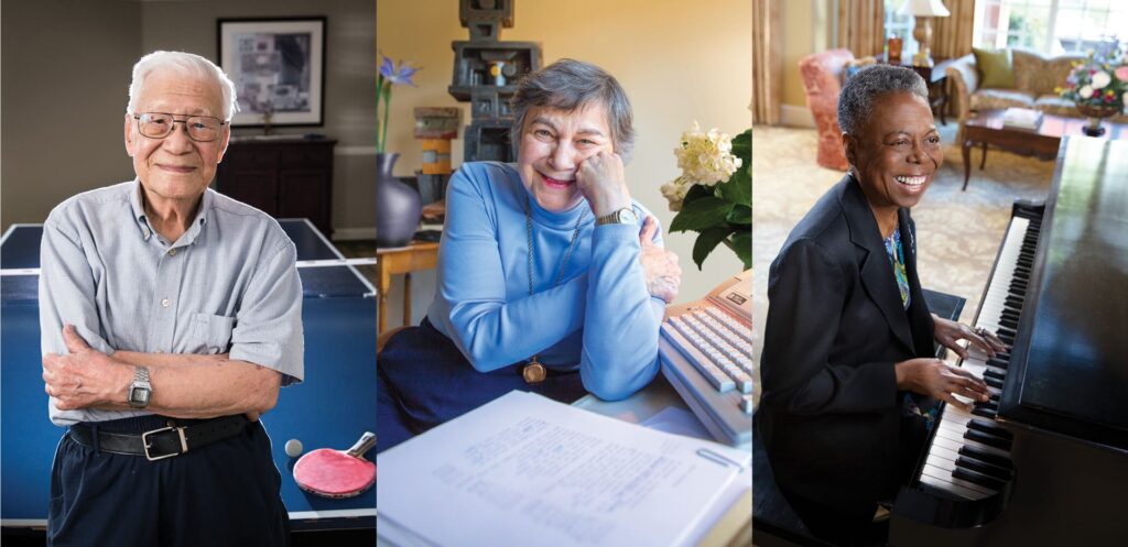 Collage photograph of 3 senior living residents.