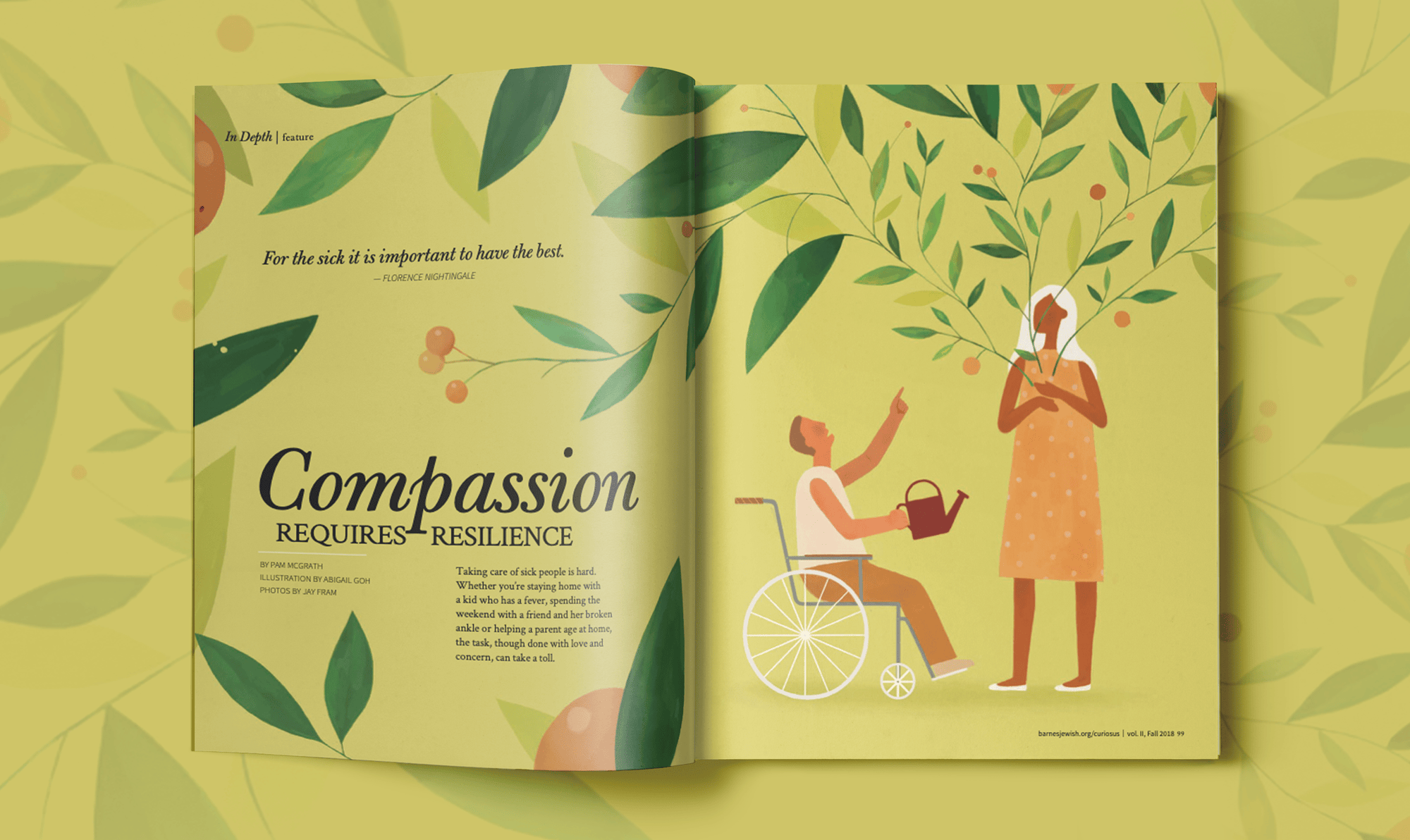 Inside spread from Curiosus - Compassion Requires Resilience.