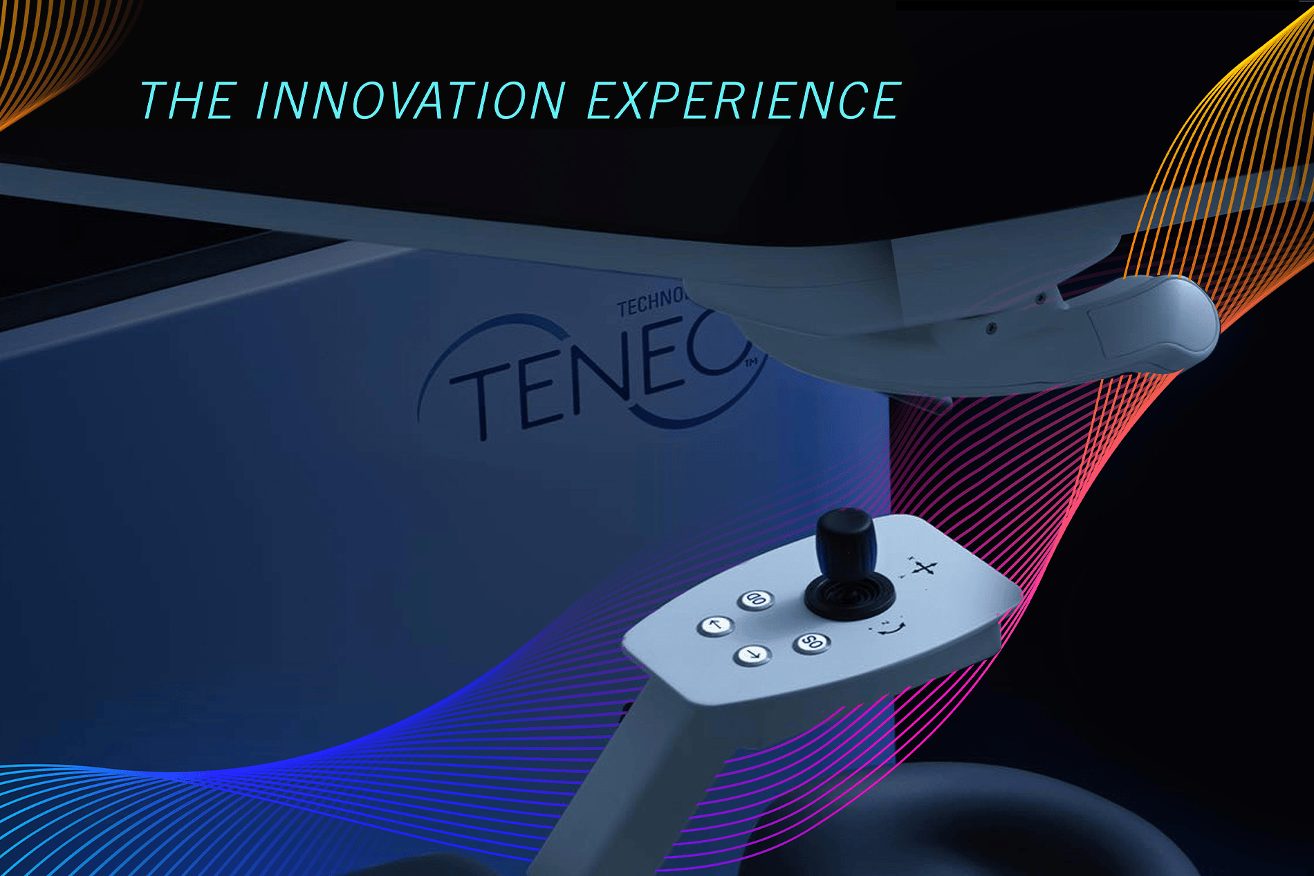 Collage of Teneo product photos and graphic elements.